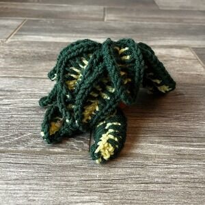 NWT Handmade Crochet Plant Potted Faux Succulent Green Yellow Small Decor Accent